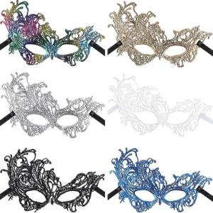 카니발 마디그라 이브닝 프롬을 위한 여성 레이스용 조비텍 6피스 마스크 다양한 색상의 베네치아