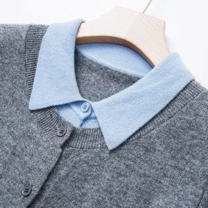 볼사스 여성용 울 니트 캐주얼 가을 투피스 모피 터틀넥 아우터 코트 가짜 ADOR3