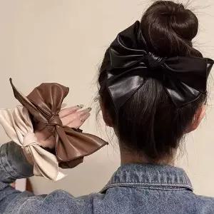 여성 리본 가죽 스크런치 곱창 헤어 머리 끈