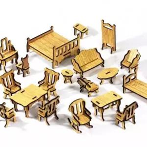 미니어쳐 가구세트 나무 인테리어 소품 프라모델