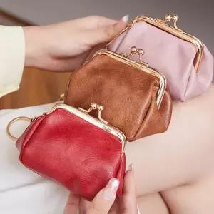 동전 케이스 코인 지갑 똑딱이 파우치 여행 엔화 가죽 빈티지 드