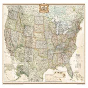 내셔널 지오그래픽 미국 월 맵 - 이그제큐티브 적층 43.5 x 30.5인치 참조