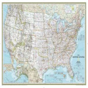 내셔널 지오그래픽 미국 월 맵 - 클래식 라미네이트 포스터 크기 36 x 24인치 참조