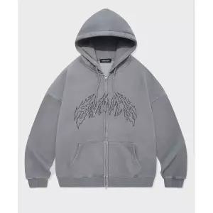 SAINTPAIN SP 트라이벌 피그먼트 오버핏 후드집업 그레이