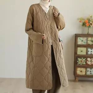 퀼팅 롱패딩 조끼 여성용 빅사이즈 브이넥 포켓 디자인 가을겨울 보온 경량 민소매