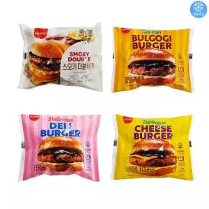 삼립 냉동 햄버거 4종 스모키더블 170g + 데리 105g + 불고기 105g + 바베큐치즈 115g 각 1개