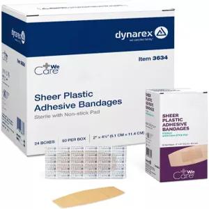 다이나렉스 시어 플라스틱 접착 붕대 2인치 x 4.5인치 드레싱 통풍이 잘되는 통기성 디자인 논스틱 패드로
