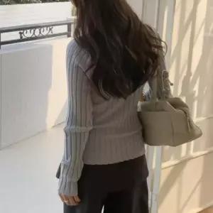 [다잇템] 여성 롱슬리브 헨리넥 클래식 골지 FW SS 슬림핏 시즌 니트