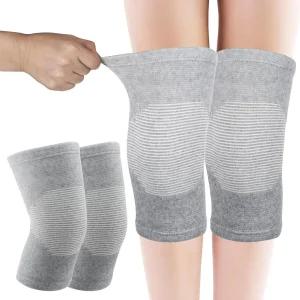 AOZUO 대나무 무릎 소매 탄력 압박 보호대 통기성 다리 두꺼운 열 남성용 스키 사이클링 댄스 러닝용 XL