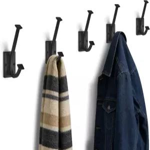 AVICCI 5팩 코트 후크 욕실용 매트 블랙 월 주방 타월 로브 장식용 벽