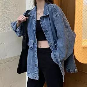 여성 캐주얼 오버핏 데일리 데님 자켓 (HSJ-WFFLNEC)