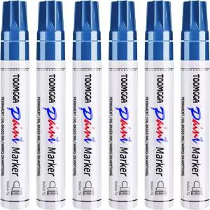 투엠가 블루 퍼머넌트 페인트 펜 - 6팩 오일 기반 마커 록 페인팅 자동차 타이어 금속 플라스틱 캔버스