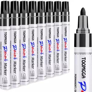 TOOMGGA 블랙 페인트 펜 영구 마커 - 록 페인팅 자동차 타이어 금속 플라스틱 캔버스 목재용 오일 기반