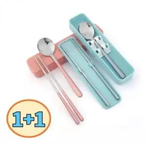 수저통 사각 2개 세트 뚜껑형 숟가락 젓가락 보관함