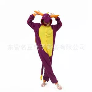 동물잠옷 감성 올인원 남녀 캐릭터 플리스 동물 잠옷 홈웨어 퍼플드래곤 심쿵신상