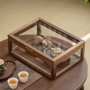 원목 쇼케이스 찻잔 유리 장식장 우드 빈티지 진열장 정리 엔틱 수납 케이스