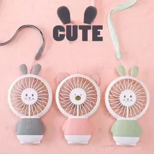 (선택사항 곰 임의색상 1개)얇고 앙증맞은 목걸이줄 LED 핸디선풍기