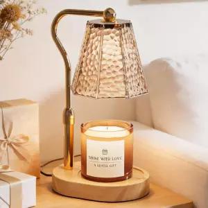 타이머 디밍 및 높이 조절이 가능한 캔들 워머 램프 모던 홈 데코 병 캔들을 위한 무연 왁스 라이트 우드