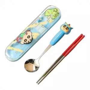 짱구 피규어 수저 젓가락 세트 1P 케이스 숟가락 휴대용 점심 급식