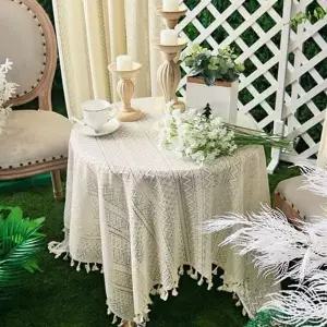 [셀러에이드]레이스 식탁보 원형 식탁보 북유럽 태슬 테이블보 홈데코 카페