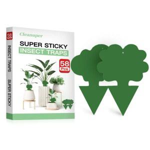 식물용 58팩 날아다니는 곤충 덫 u2013 곰팡이 모기, 파리 및 벌레, 화분용 실내 야외 벌레잡이, 정원 주방, 무독성, 무취, 반려동물 안전
