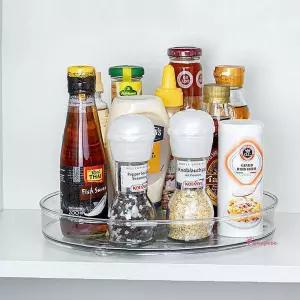 투명 360도회전 정리대 화장품 양념통선반 트레이pqr267