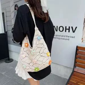 팽블몰 여름 오피스룩 캐주얼 여친 토트백 대용량 진주 버킷 비치 니트백 HO2