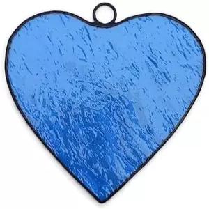 블루 하트 장식 스테인드글라스 창문 걸이 또는 벽 독특한 수공예 러브 유 선 캐처 기념일 아내의 남편을