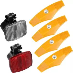 리파이록 6pcs 자전거 전면 후방 반사판 키트 산악 안전 경고 휠 스포크 액세서리 빨간색 및 흰색 자동차