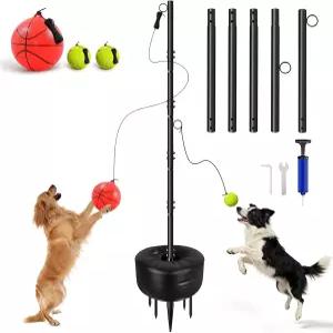 가족 반려견을 위한 테더볼 및 로프 5가지 접지 앵커 20kg 무게 가방 조절 가능한 높이 폴 야외 뒷마당