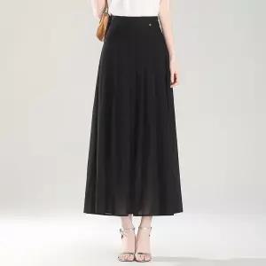 여성 치마 롱 여름 캐주얼 러블리한 쉬폰 허리밴딩 플리츠 인기2