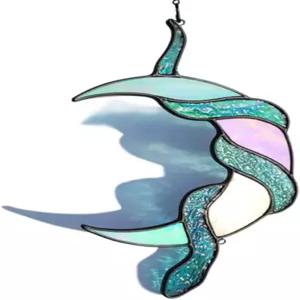 스테인드글라스 창문 걸이 달과 뱀 고딕 장식 예술 할로윈 선물 독