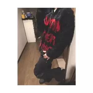 남성 댄디 칼라넥 빈티지 레터링 터틀넥 밍크라이크 니트 브이넥 스웨터 스포M1