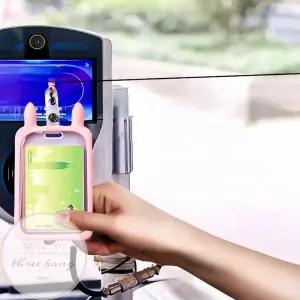 교통카드키링 포토카드케이스 교통카드지갑 릴홀더 목걸이 핑크50개120437