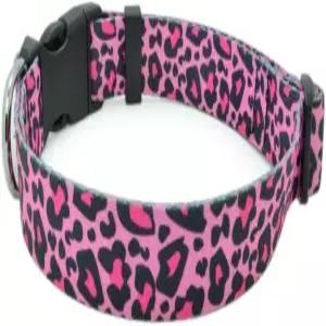 여자 강아지를 위한 DWOOFG 예쁜 목걸이 버클 레오파드 프린트 디자인으로 내구성이 뛰어나고 중간 크기의