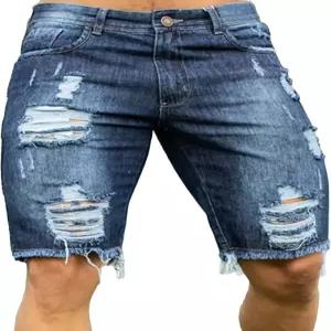 마이이푸-GJ 남성 스트레치 스키니 데님 반바지 찢어진 스트레스 슬림 핏 진 여름 캐주얼 무릎 길이 짧은
