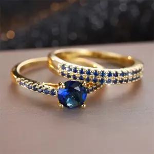 고급스러운 블루 스톤 커플링 세트 웨딩밴드 실버 반지 선물용 20대 30대 추천