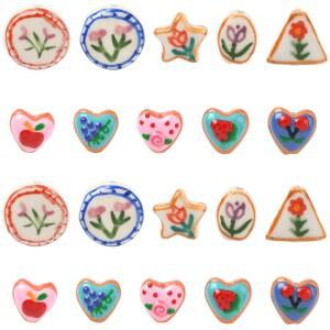 써니클루 1박스 20개 10가지 스타일 혼합 램프워크 비즈 모듬 세라믹 벌크 핸드메이드 글레이즈드 알록달록 원형 스타 하트 유리 풀림 스페이서 주얼리 만들기 DIY 공예 용품 팔찌