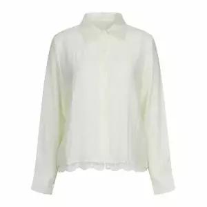 [하프클럽/샵앤]여성 카라넥 밑단 레이스 심플 시스루 블라우스 NARU-WBL-21183-