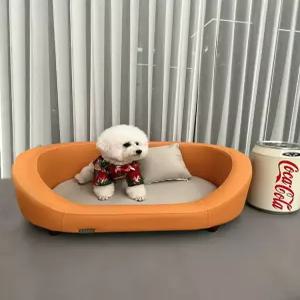 강아지 가죽침대 방석 린넨 방수 반려견침대 오렌지 러브호스 침구 메모리폼
