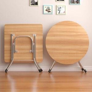 식탁 접이식테이블 원형 사각 다이닝 이동 캠핑 간단한 우드 벤치 스테인리스 갈비 세트