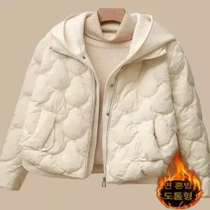 경량 패딩 여성 누빔 숏 퀼팅 다운 점퍼 깔깔이 후드