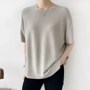 H스타일 KN)2388-1루즈핏풀오버 봄 여름 여성 니트티 반팔 스웨터 라운드 티셔츠 루즈핏 롱티