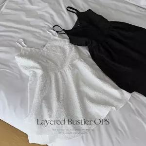 핫핑 [구김X/레이어드] 렌브 베이직핏 자가드 레이어드 뷔스티에 미니원피스