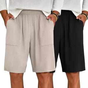 라이퍼 남성용 린넨 반바지 2종 세트 빅사이즈 드로스트링 밴딩 팬츠 가성비 여름 바캉스룩 휴양지