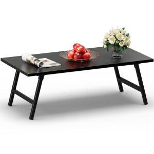 패미지 접이식 커피 테이블, 바닥에 앉을 수 있는 39.4 u201D 휴대용 바닥 테이블 책상, 거실, 가정, 카라반 및 캠핑용 조립식 로우 커피 테이블, 대형 39.4Lx19.7Wx15.8H, 블랙