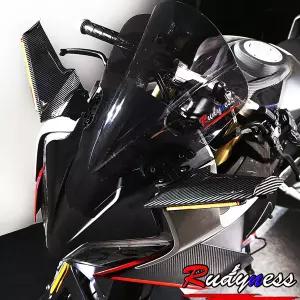 범용 오토바이 광택 카본 스타일 조절식 LED 사이드 윙 스포일러 페어링 혼다 CBR650R CF450SR 용 백미러