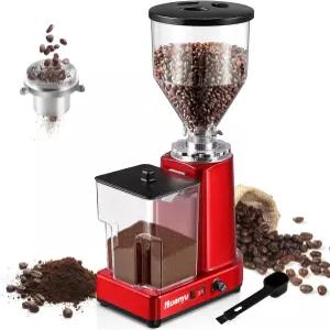 19가지 분쇄 설정이 가능한 환유 플랫 버 커피 그라인더 벌크 전기 원두 조절 대용량 35온스 레드