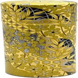 일본 차통 양철 황금 패턴/이중 뚜껑/일본 와시 종이 붙임 200g 차 용량/느슨한 잎차 보관/저장 용기 포함