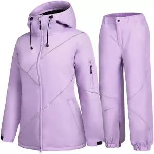 GEMYSE 여성 스키 스노우수트 방수 방풍 단열 재킷 및 바지 세트 겨울 따뜻한 스노보드 코트 후드 포함